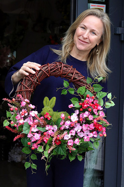 Zając Ogrodowy, wiosenny wianek z zajączkiem, śr.46cm