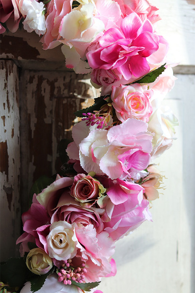 Flowera, dekoracyjny wianek - serce kwiatowe, wym.54x45cm 