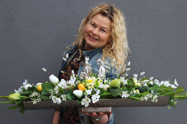 kompozycja / stroik wielkanocny, Ravellia Easter Longia, wym.24x82cm 