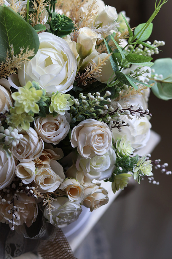 Kvietny, flowerbox z koronkową wstążką, wys.47cm