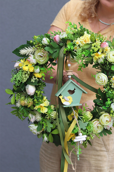 Ptasi Domek, wiosenny wianek z domkiem
