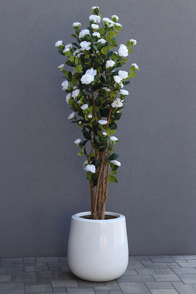 Rose Fiberglass, sztuczne drzewko kwitnące w donicy