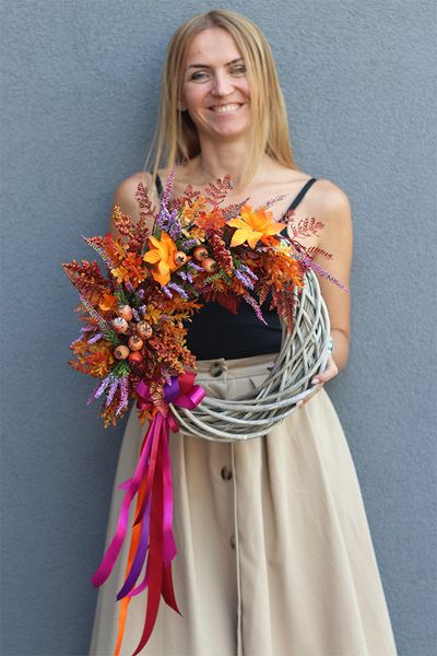 Ambre, asymetryczny jesienny wianek