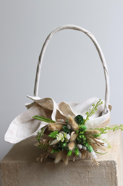 OD RĘKI Zielenia, dekorowany koszyczek wielkanocny z serwetką, wys.33cm