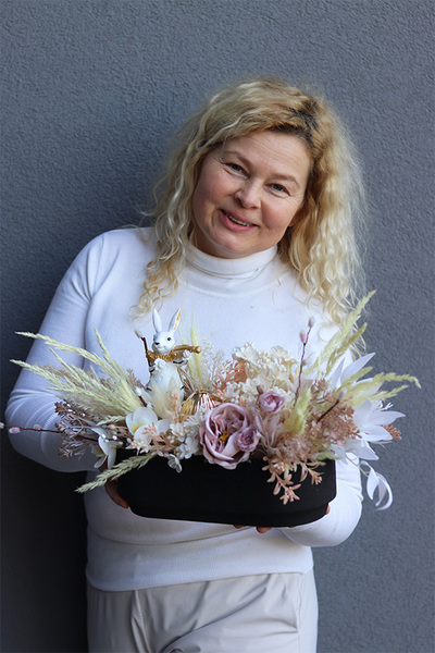 Black Easter Boho, stroik wielkanocny z zajączkiem