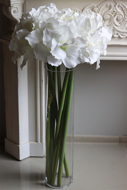 Amarylis White Premium, biały kwiat amarylisa, dł.97cm 