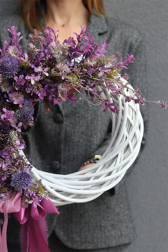 Violet Boho, asymetryczny wianek na drzwi