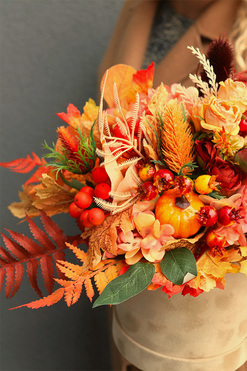 Moko Autumn M, welurowy flowerbox jesienny, wys.39cm 