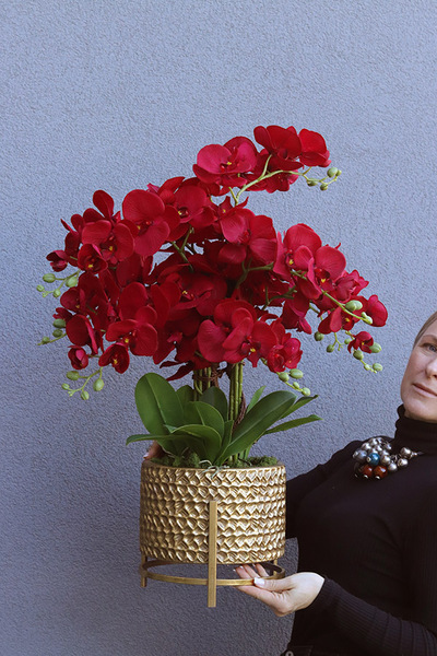 Miłość 3, karminowy sztuczny storczyk