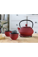 Awaji, żeliwny zestaw do herbaty, czerwony