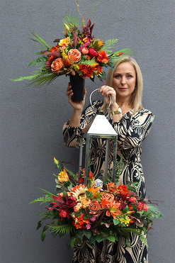 Angelo Garden Fall, komplet dekoracji nagrobnych, bukiet + lampion 