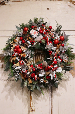 Red Flere, wianek świąteczny, śr.40cm 