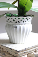 Redute Fuksja, sztuczny storczyk w ażurowej donicy