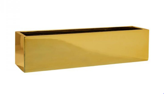 Goldie, atrakcyjna prostokątna donica / osłonka, kolor złoty, wym.80x20x20cm