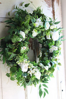 biały wianek na drzwi, Spring Wreath, śr.56cm 