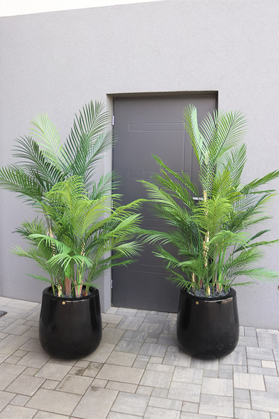 Palma Fiberglass London, sztuczna palma w lśniącej donicy