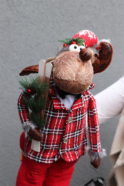 OD RĘKI Czerwony Rudolf A, laleczka zimowa stojąca renifer, chłopiec, wys.80cm