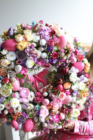 Różowa Elegancja, wielkanocny wianek dekoracyjny