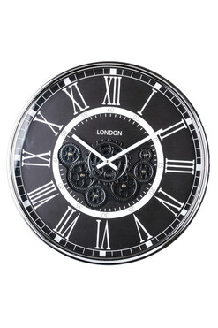 London Black, elegancki zegar ścienny, śr.54cm