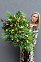 Żółta Róża, wiązanka nagrobna z różami