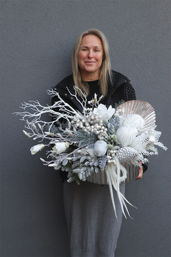 Landia Silver Lux, zimowa kompozycja w osłonce LED, wym.40x67x47cm 