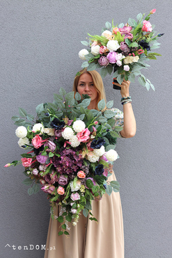 Wspomnienia Violet 2, bukiet nagrobny we wkładzie, dł.53cm 