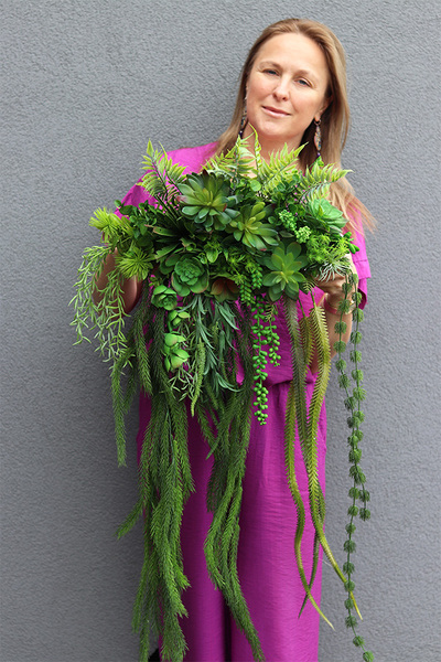 Laos Greeno 3, bogata kompozycja Sukulenty w lustrzanej donicy