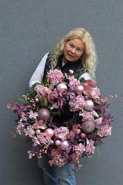 Fiolet Xmas, świąteczny wianek na drzwi, śr.70cm 