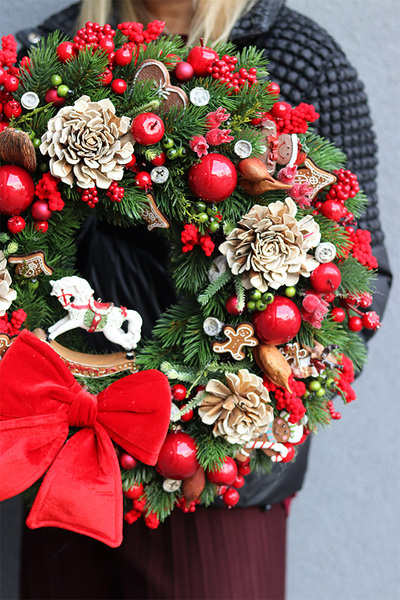 Holly Jolly Christmas, świąteczny wianek na drzwi	