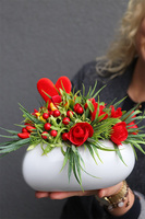 Red Valntine, walentynkowe serce z kwiatami