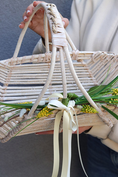 Żółte Szafirki, dekorowany koszyczek wielkanocny