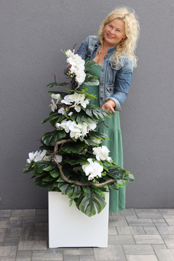 Monstera&Storczyk Fiberglass Sydney, roślinna dekoracja podłogowa, wys.135cm