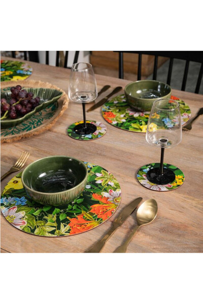 Flower Jungle, podkładki korkowe, okrągłe duże