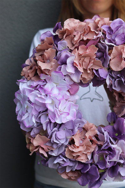 Violetta 3, wianek z fioletowych hortensji