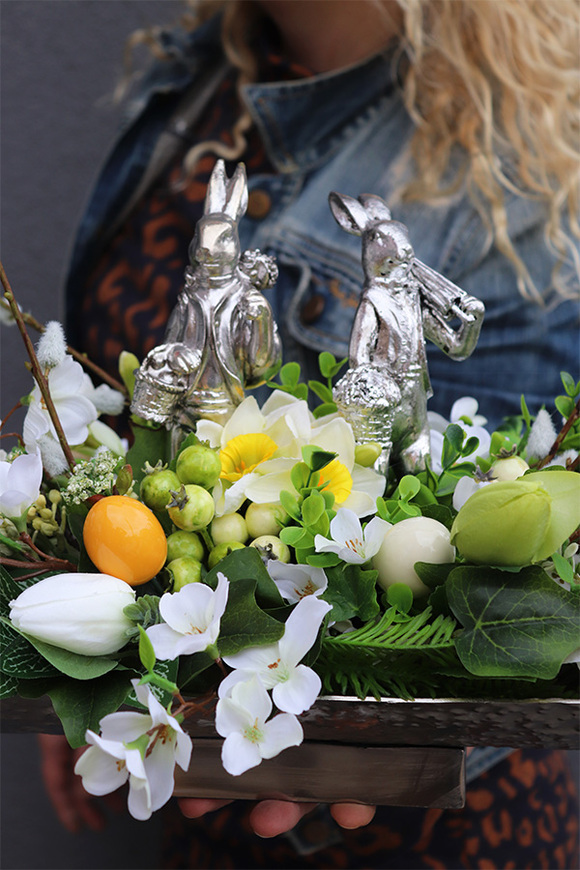 kompozycja / stroik wielkanocny, Ravellia Easter Longia, wym.24x82cm 