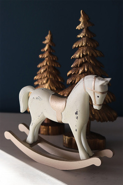 Konik na Biegunach, figurka dekoracyjna, drewniana, wym.22.5x26.5cm