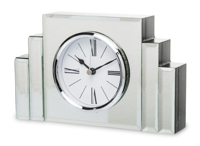 Mirran Silver, zegar gabinetowy glamour, wym.12x19.5x4cm