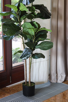 Fikus Dębolistny, sztuczna roślina w doniczce	