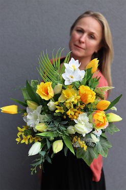 Wiosenna Pogoda, bukiet nagrobny we wkładzie, dł.48cm