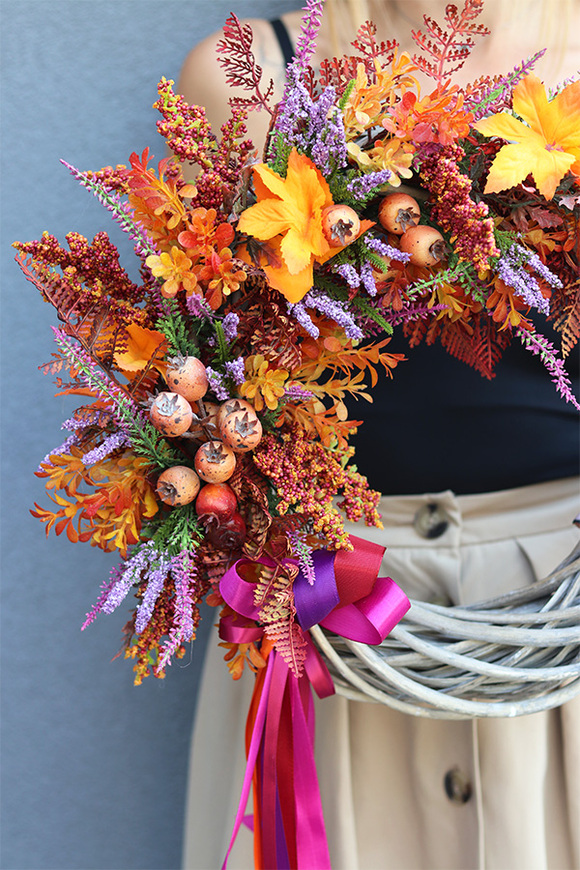 Ambre, asymetryczny jesienny wianek