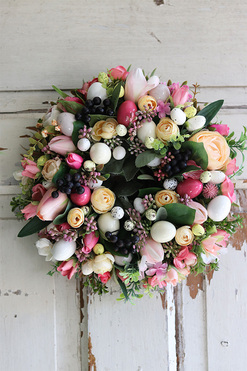 Bedra Kerrata, wielkanocny wianek z jajkami, śr.32cm