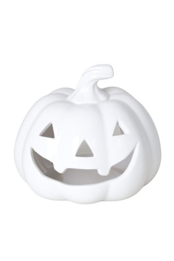 Halloween Pumpkin White, dekoracyjna dynia ceramiczna lampion