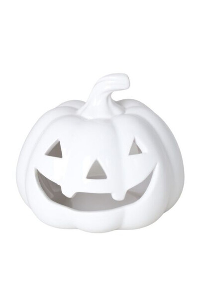 Halloween Pumpkin White, dekoracyjna dynia ceramiczna lampion