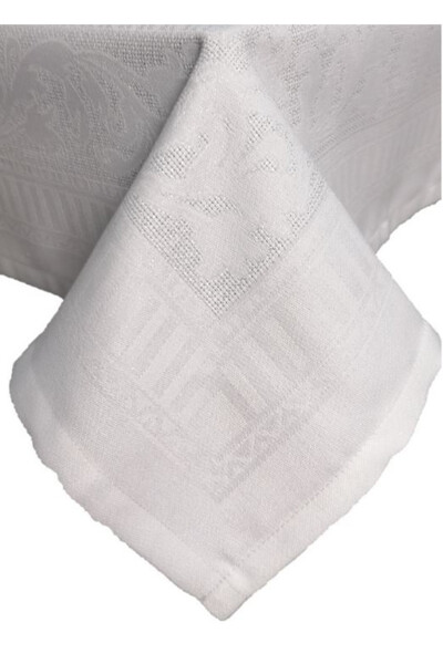 Dalia, elegancki żakardowy obrus na stół, biały