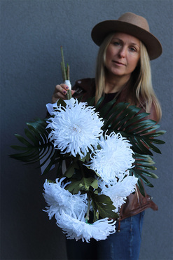 Chryzantema White Snow, bukiet białych kwiatów, dł.90cm 