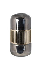 Kassandra, szklany wazon z metalową dekoracją, B, wym.13x13x25cm