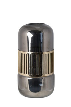 Kassandra, szklany wazon z metalową dekoracją, B, wym.13x13x25cm