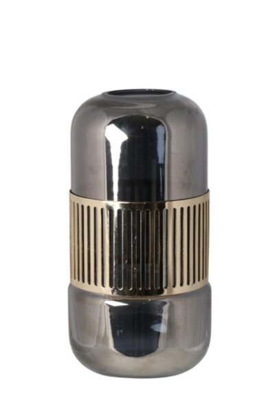 Kassandra, szklany wazon z metalową dekoracją, B, wym.13x13x25cm