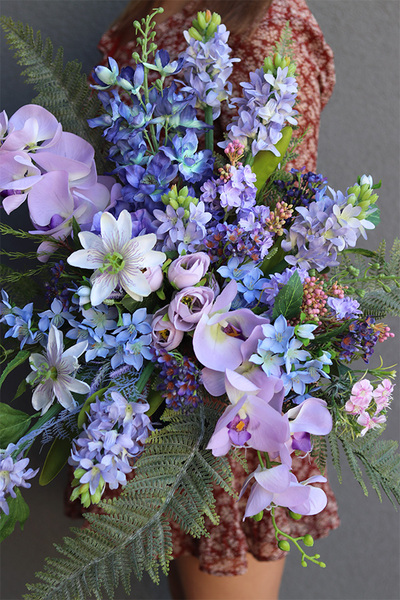 Lovely Lilac, biały bukiet nagrobny we wkładzie