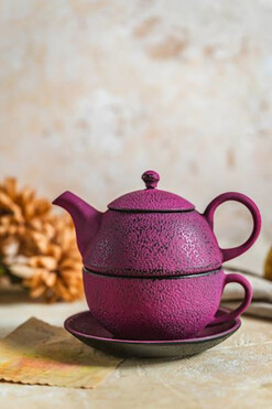 Awaji Tea 4 One, żeliwny zestaw do herbaty, fuksja, poj.0,4l